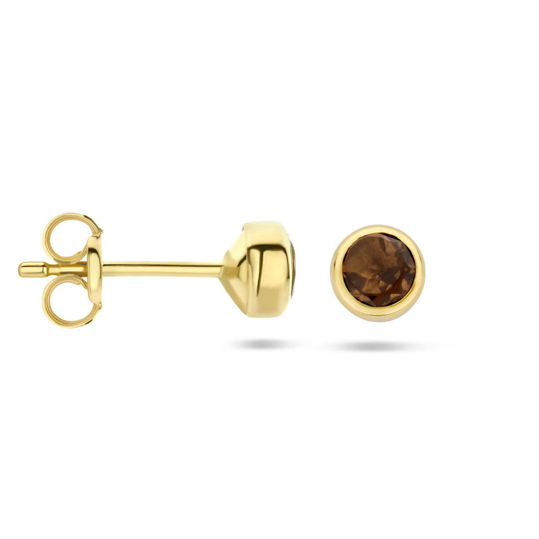 earrings smoky quartz 14K yellow gold