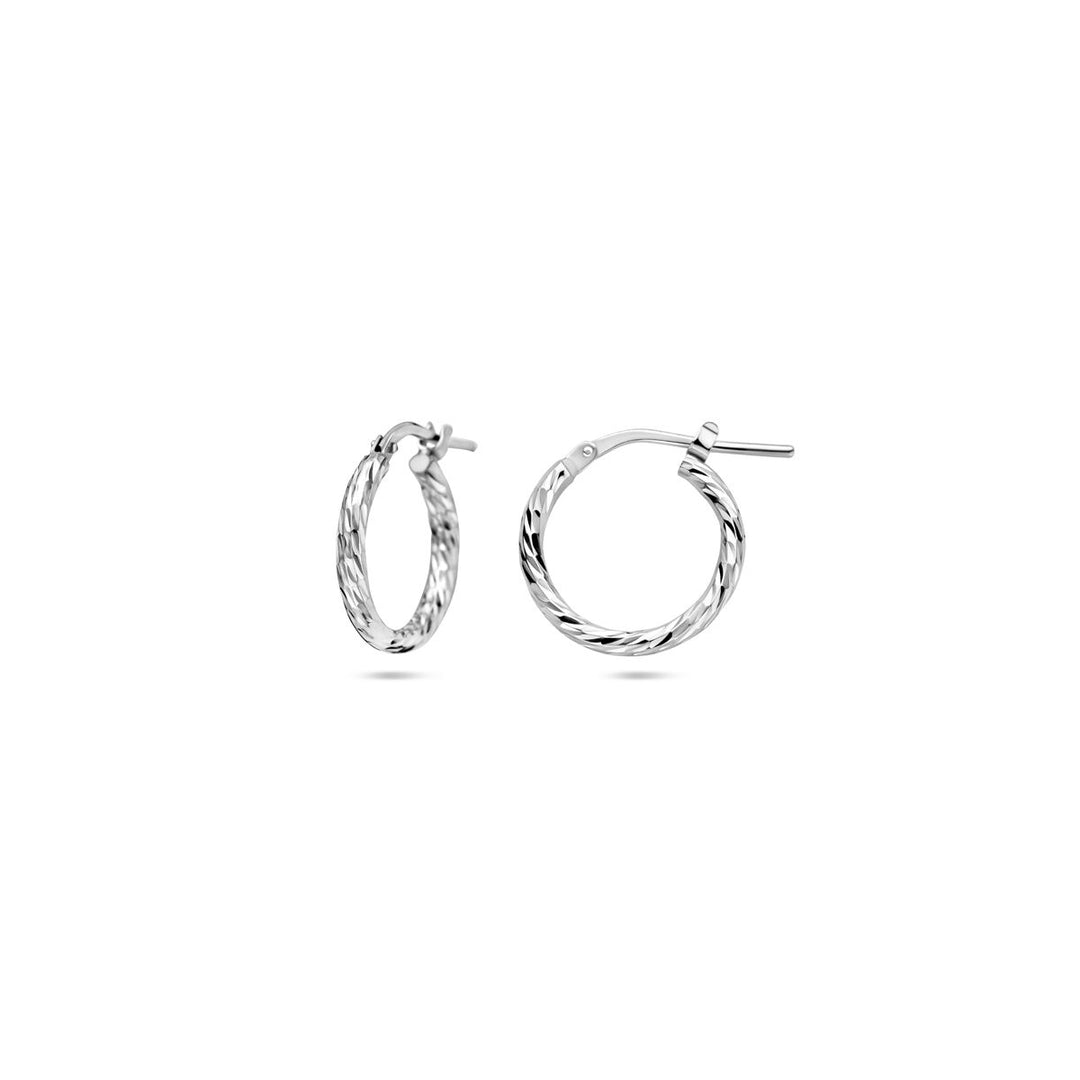 earrings diamond-plated 2.0 mm silver rhodium-plated