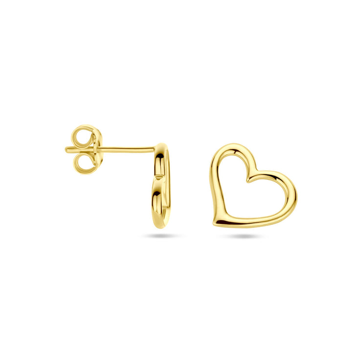 ear studs heart 1 micron silver gold plated (yellow)