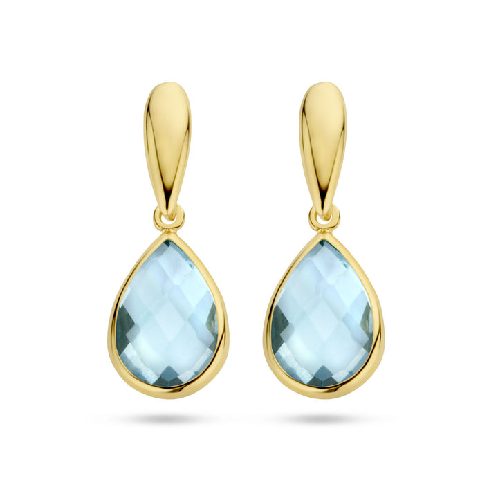 earrings blue topaz 14K yellow gold