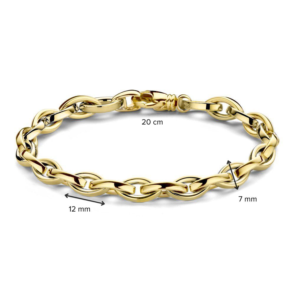 Geelgouden Schakelarmband met Luxe Sluiting – 14 Karaat Goud, 20 cm, Elegante Armband voor Dames