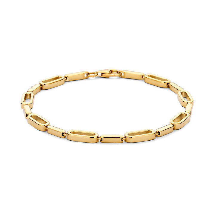 Speelse Geelgouden Schakelarmband – Elegantie in Beweging