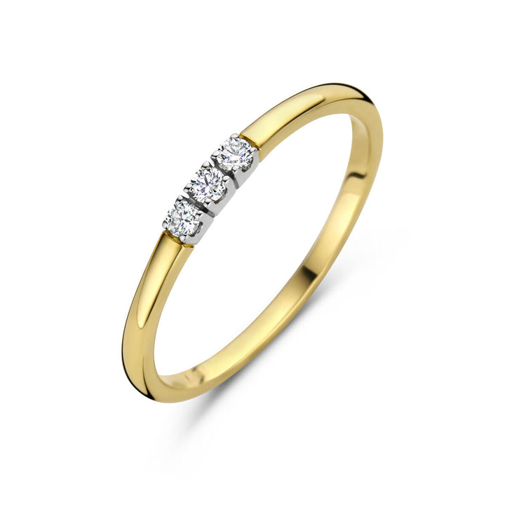 memoir ring trilogy diamond 0.09ct h si 14K bicolor gold yellow/white