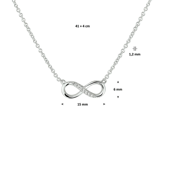 collier infinity zirkonia 41 + 4 cm zilver gerhodineerd