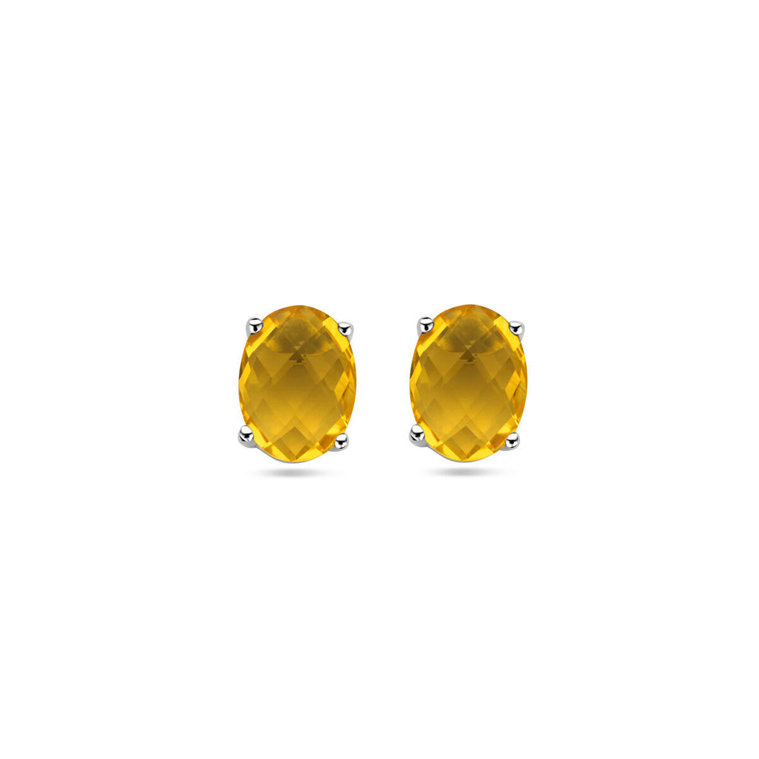 ear studs citrine silver rhodium plated