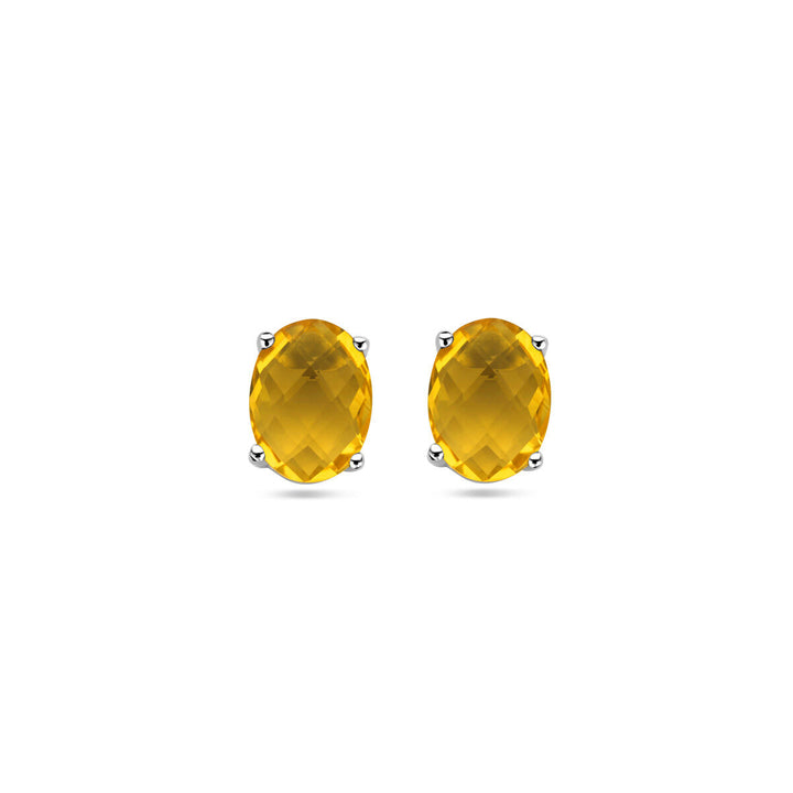 ear studs citrine silver rhodium plated
