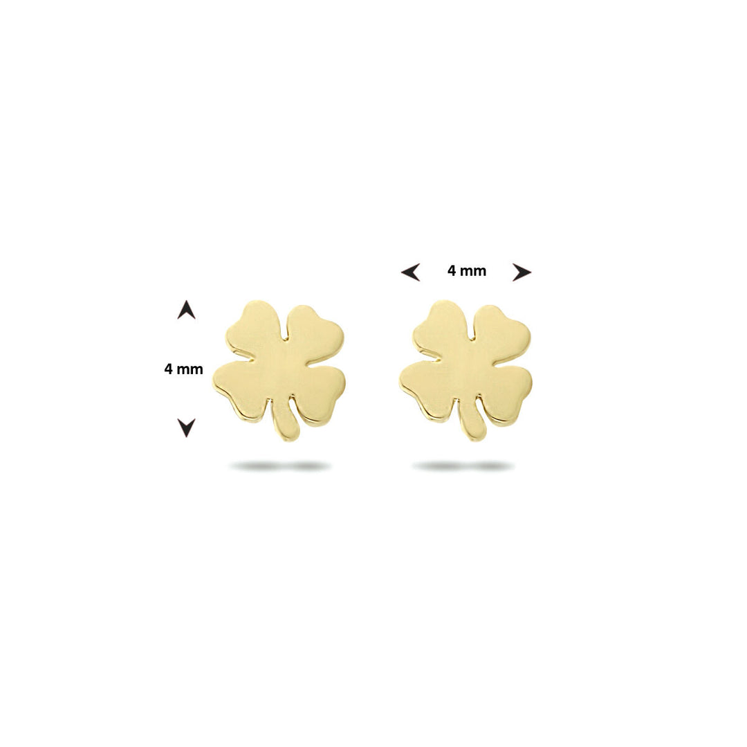 clover ear studs 14K yellow gold