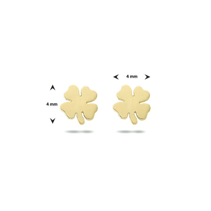 clover ear studs 14K yellow gold