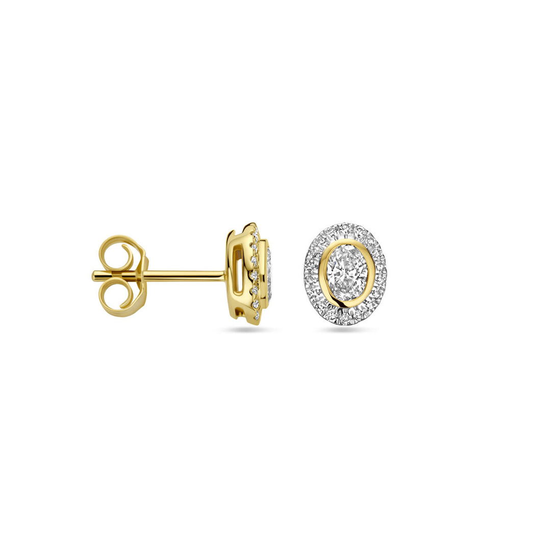 oorknoppen diamant 0.50ct (2x 0.25ct) h si 7,5 mm 14K geelgoud