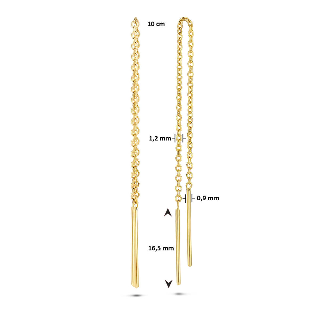 pull-through earrings bar 1 micron silver gold plated (yellow)