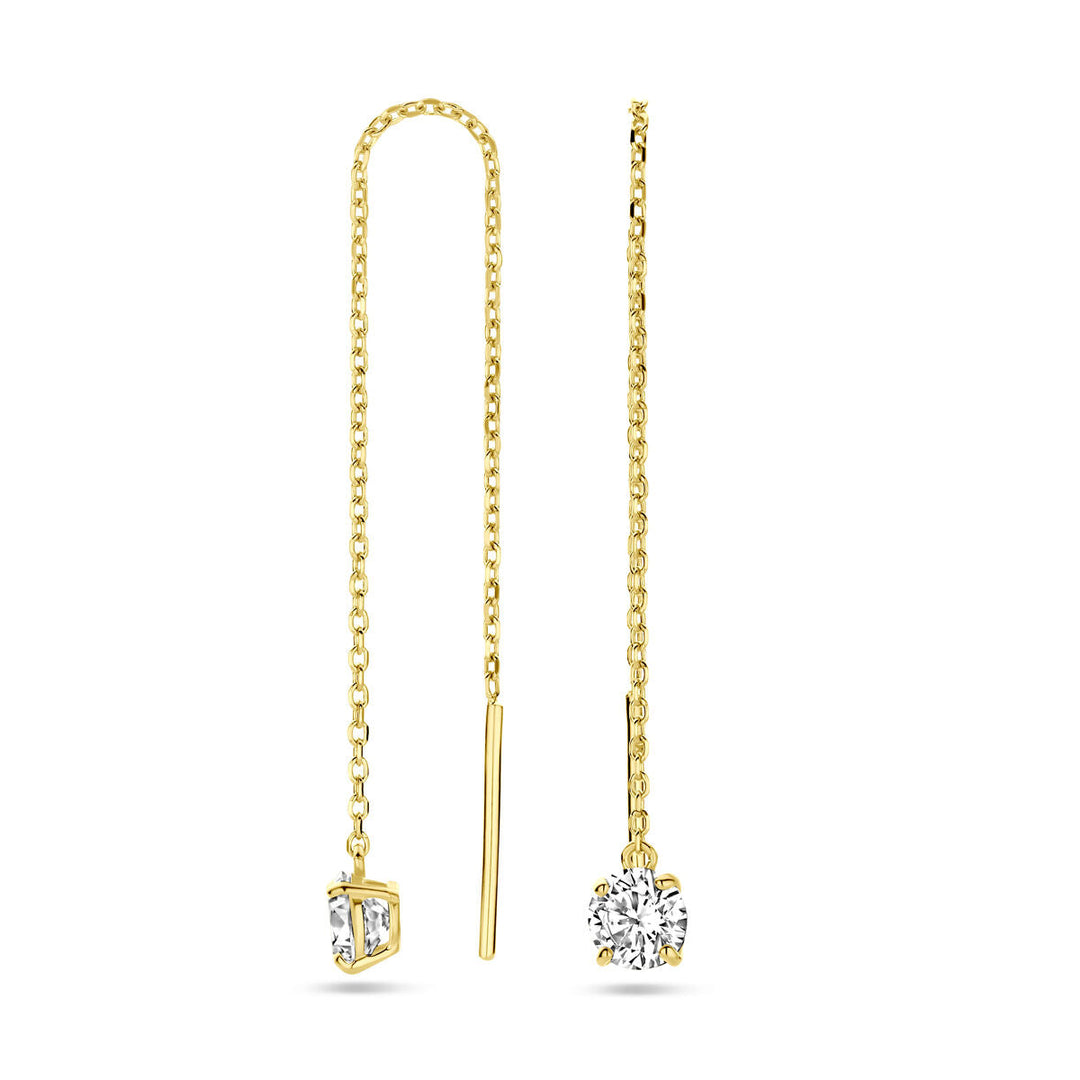pull-through earrings zirconia 14K yellow gold