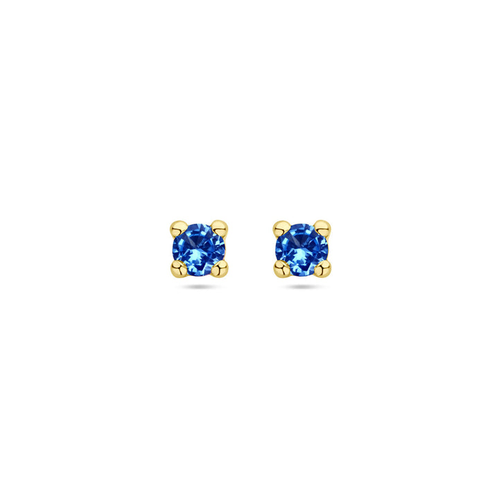 ear studs synth. aquamarine 14K yellow gold