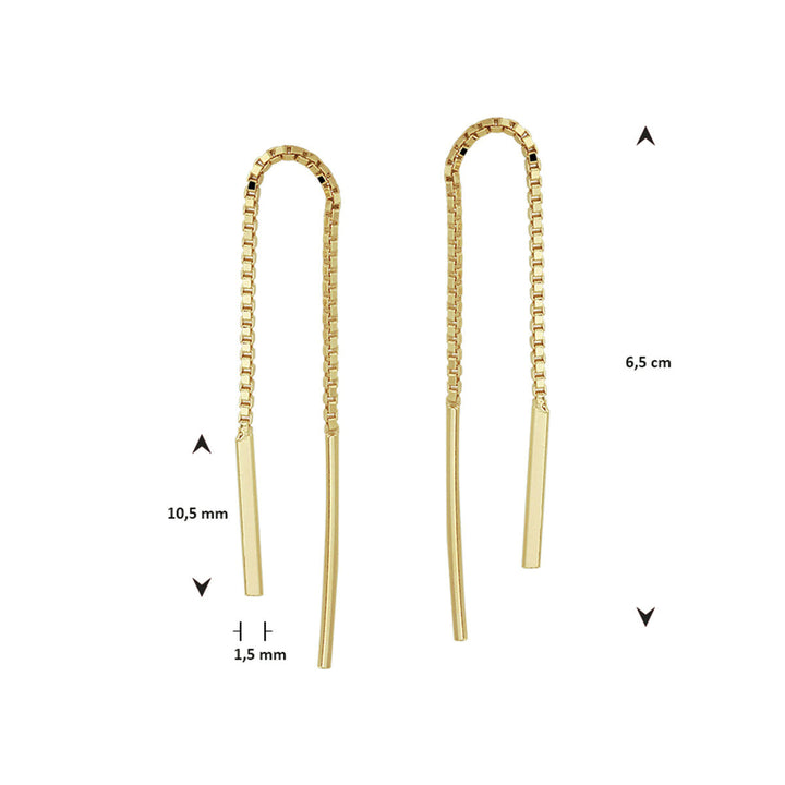 pull-through earrings bar 1 micron silver gold plated (yellow)