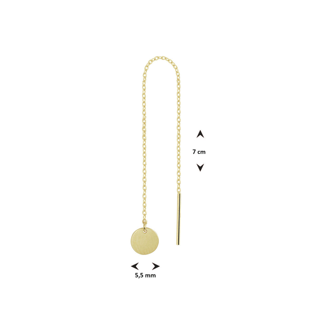 pull-through earring round per piece 14K yellow gold