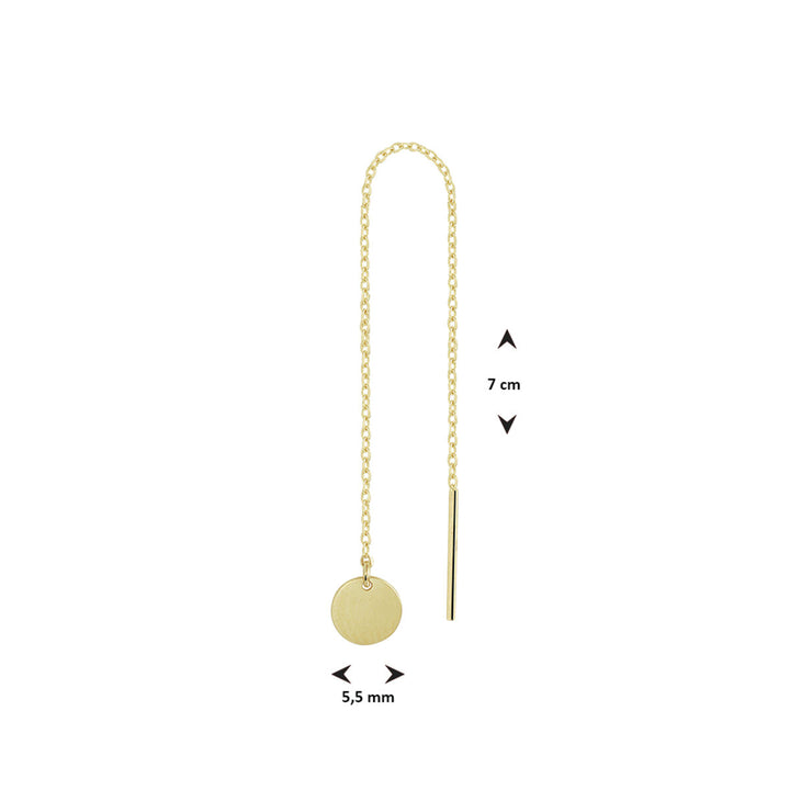 pull-through earring round per piece 14K yellow gold