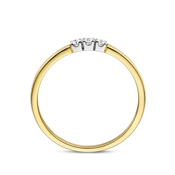 memoir ring trilogy diamond 0.09ct h si 14K bicolor gold yellow/white