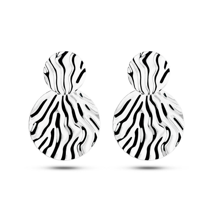 earrings embossed silver rhodium plated