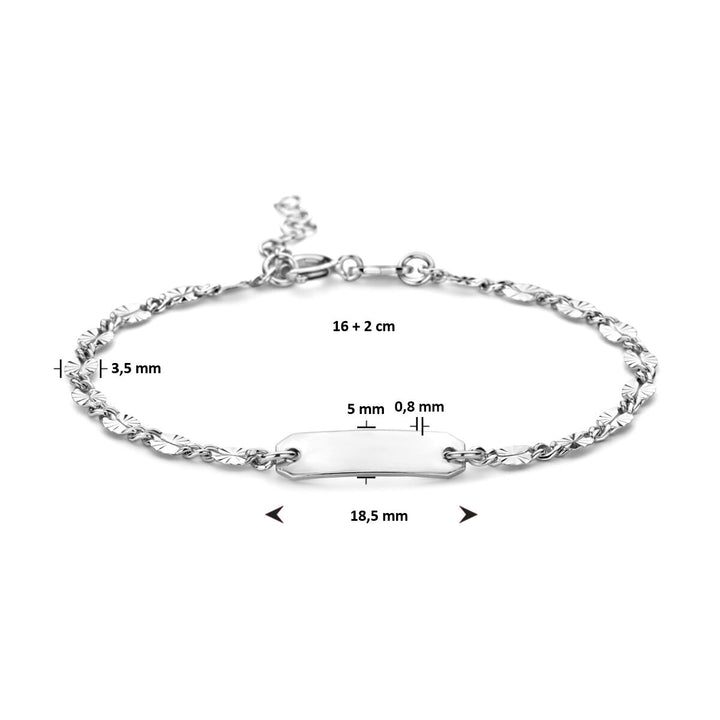 engraving bracelet plate 5.0 mm 16 + 2 cm silver rhodium plated