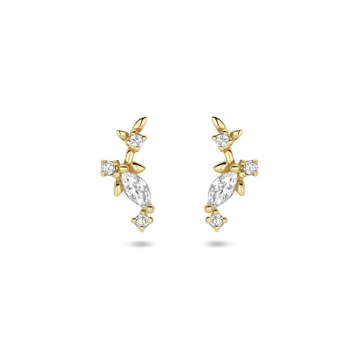 ear studs zirconia 14K yellow gold