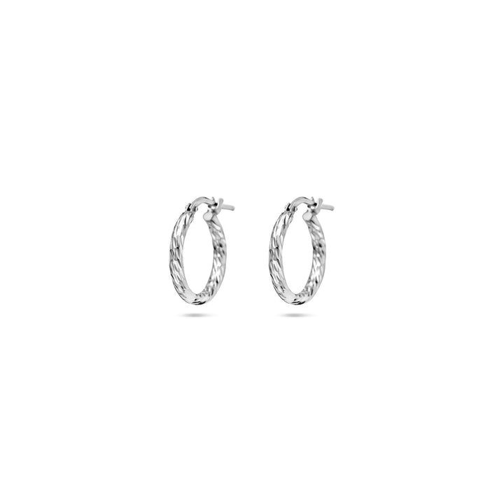 earrings diamond-plated 2.0 mm silver rhodium-plated