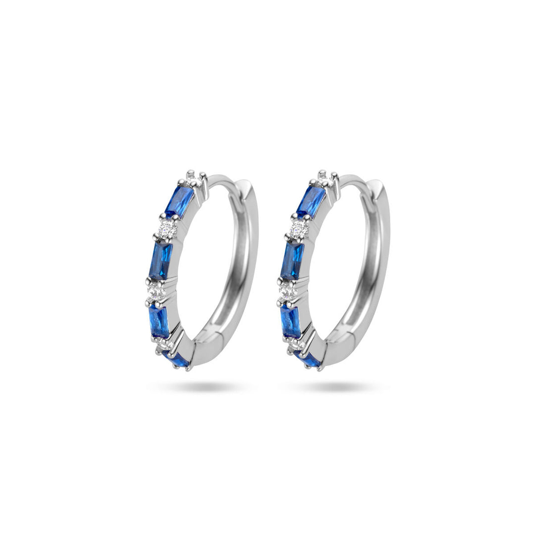 drop earrings blue zirconia silver rhodium plated