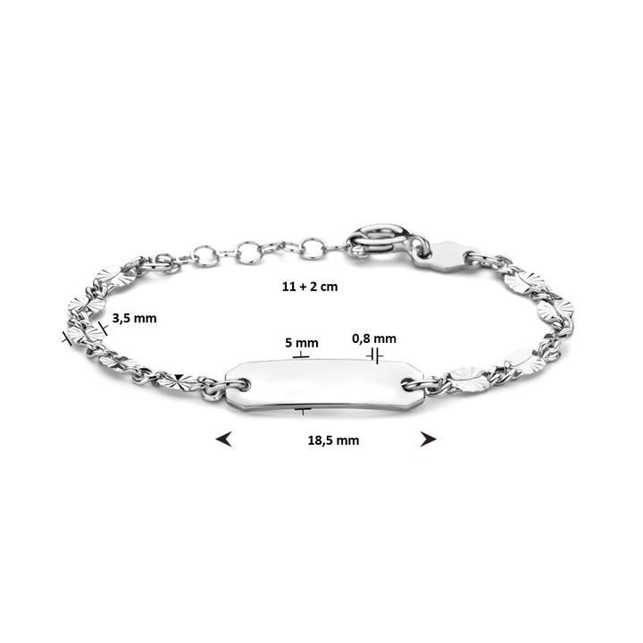 engraving bracelet plate 5.0 mm 11 + 2 cm silver rhodium plated