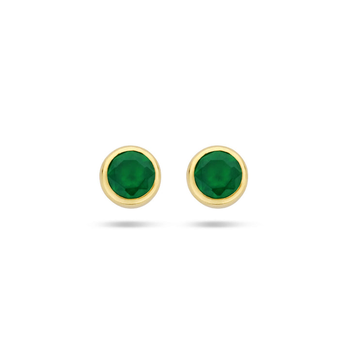ear studs green agate 14K yellow gold