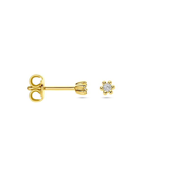 oorknoppen diamant 0.04ct (2x 0.02ct) h p1 14K geelgoud