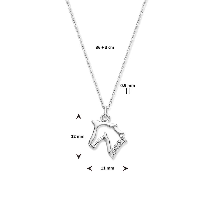collier paard 36 + 3 cm zilver gerhodineerd