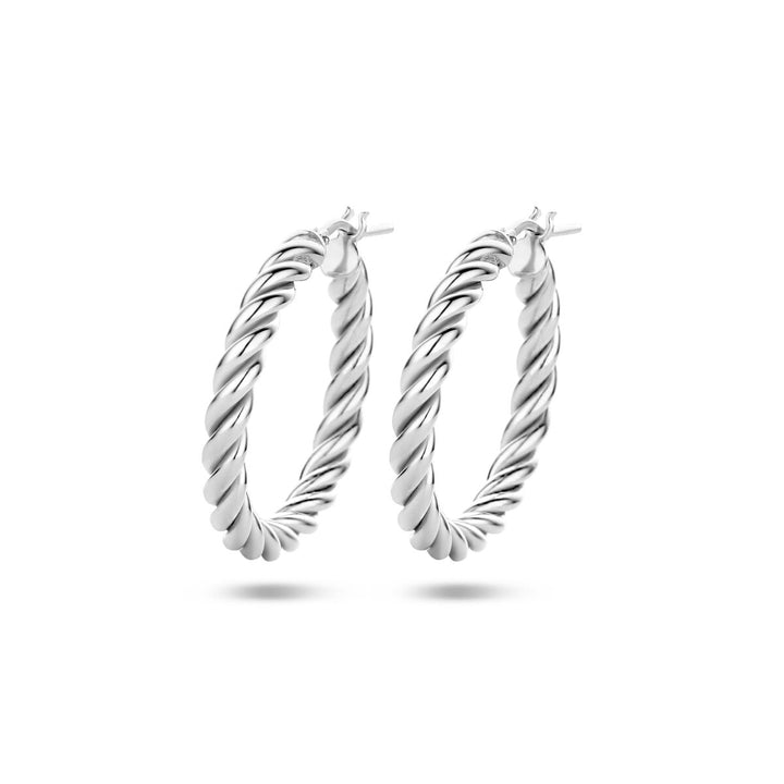 earrings twisted silver rhodium plated
