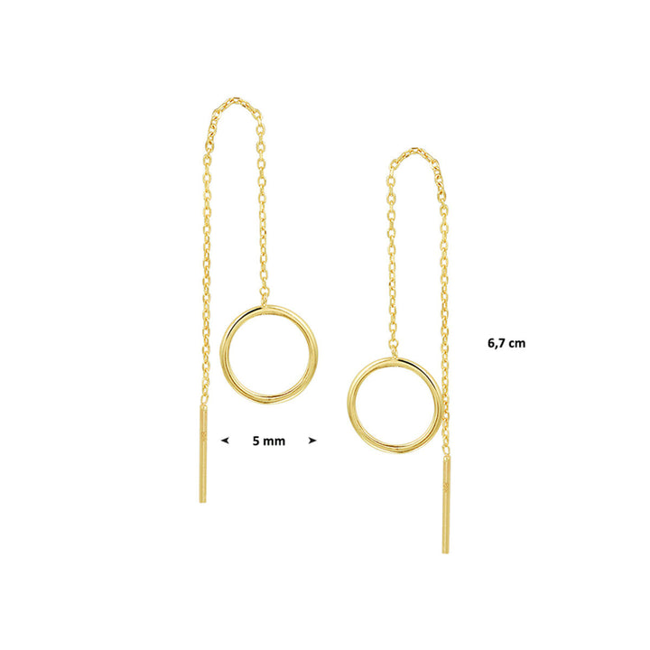 pull-through earrings ring 14K yellow gold