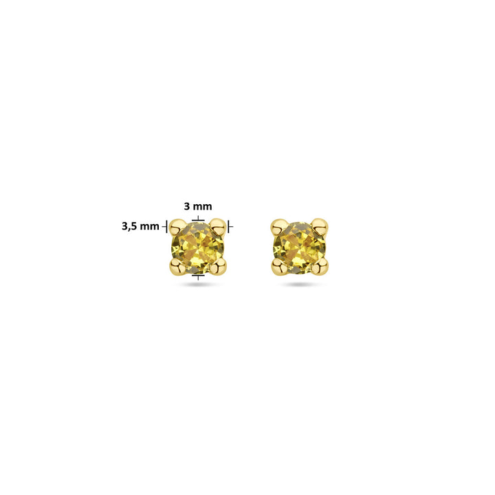 ear studs synth. citrine 14K yellow gold