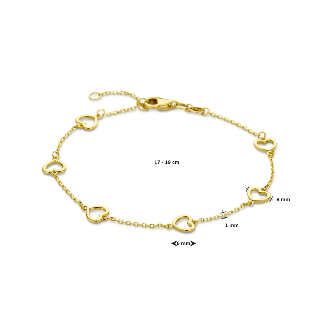 Gold bracelet ladies hearts 14K