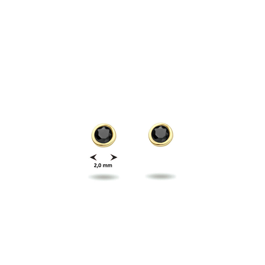 ear studs black zirconia 14K yellow gold