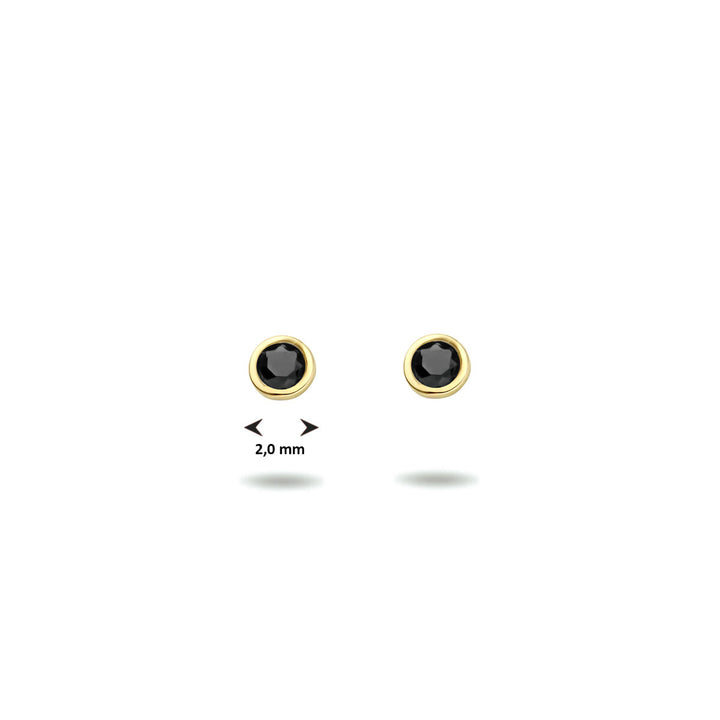 ear studs black zirconia 14K yellow gold