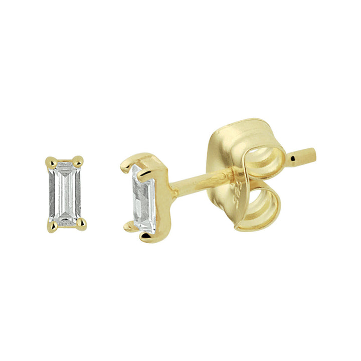 ear studs zirconia 14K yellow gold