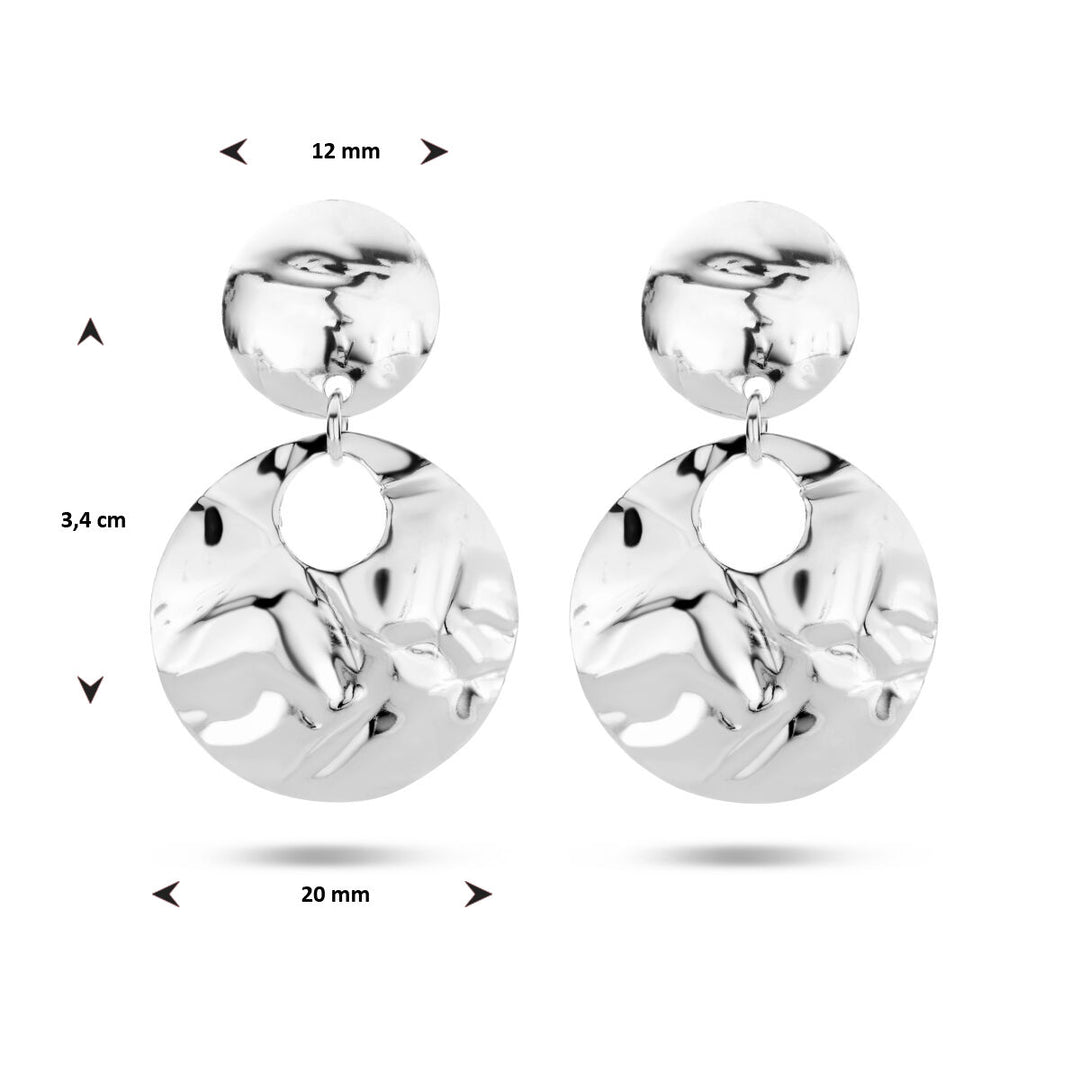 earrings hammered silver rhodium plated