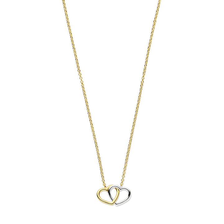 collier hartjes 41 - 43 - 45 cm 14K bicolor goud geel/wit