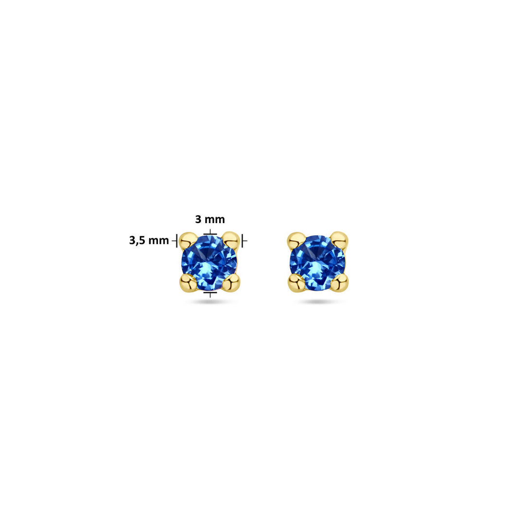 ear studs synth. aquamarine 14K yellow gold