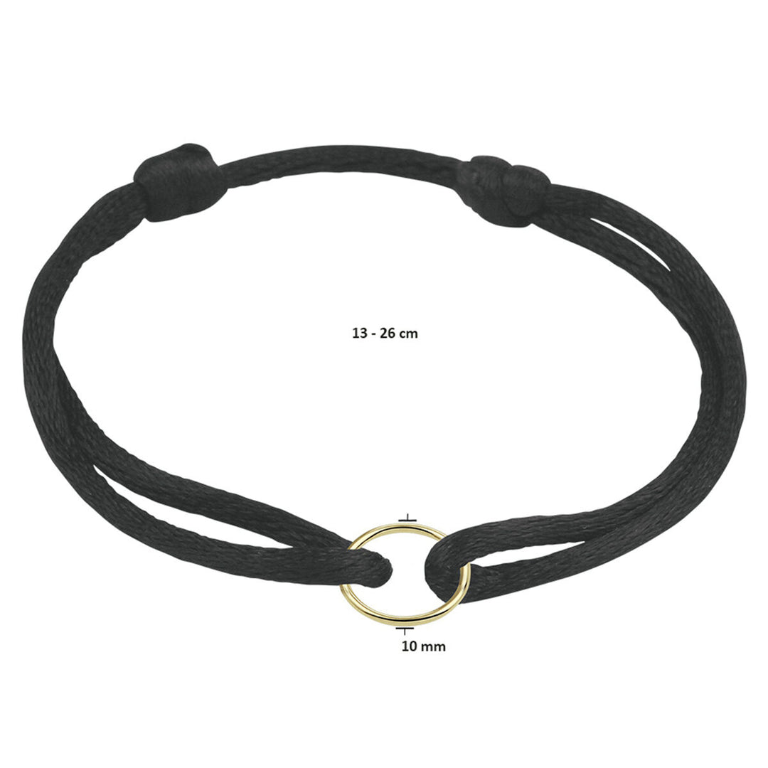 bracelet satin round 14K gold with rubber/nylon/leather