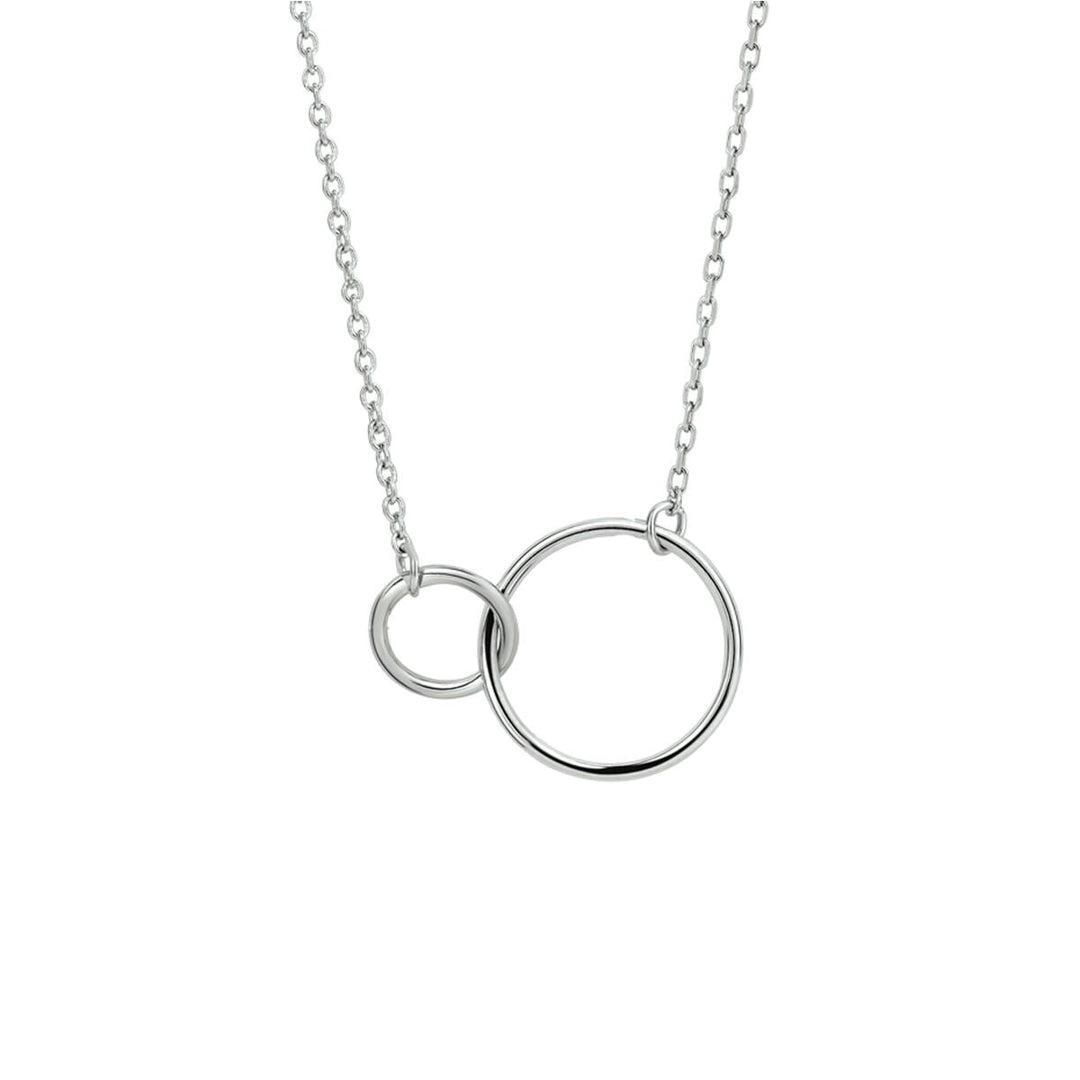 Silver necklace ladies circles rhodium plated
