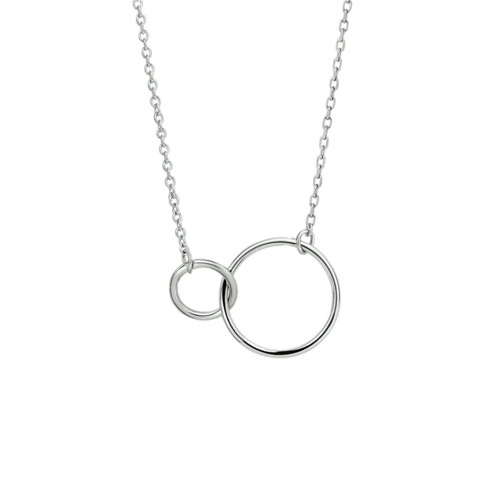 Silver necklace ladies circles rhodium plated