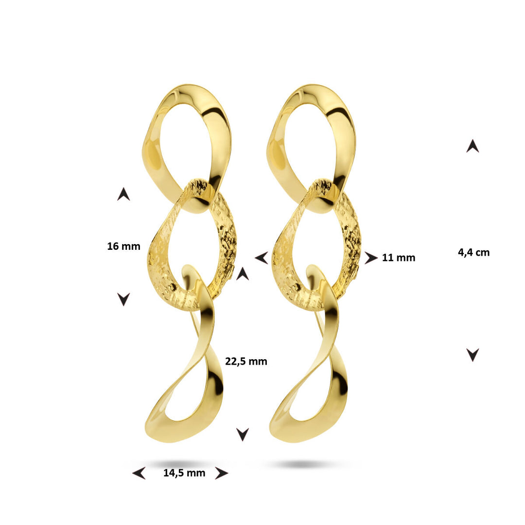 earrings oval poly/matte 1 micron silver gold plated (yellow)