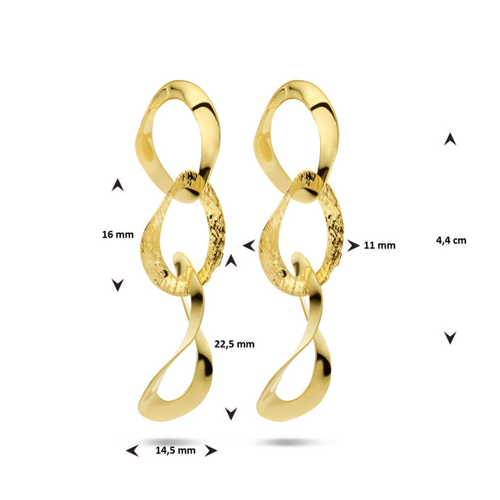 earrings oval poly/matte 1 micron silver gold plated (yellow)