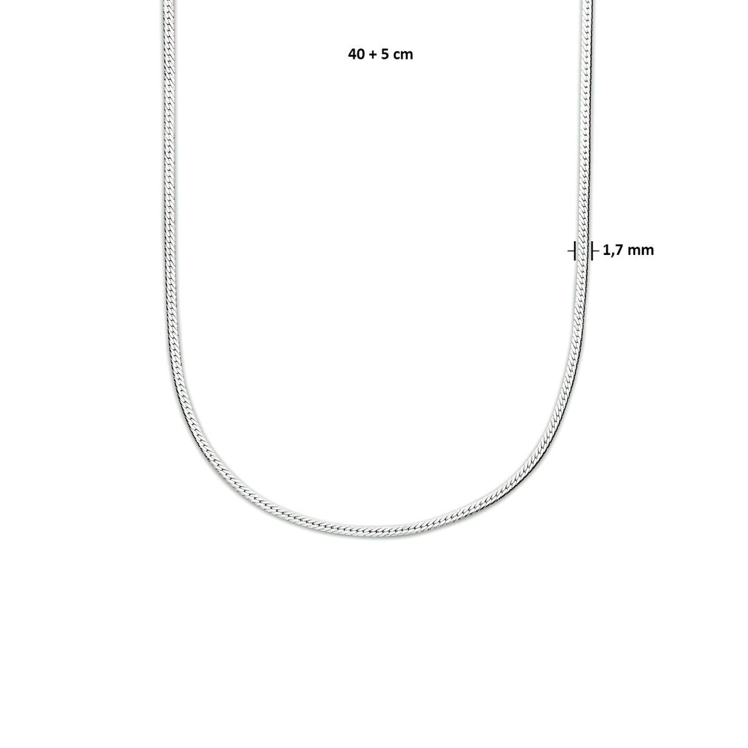 necklace snake flat 1.7 mm 40 + 5 cm silver rhodium plated