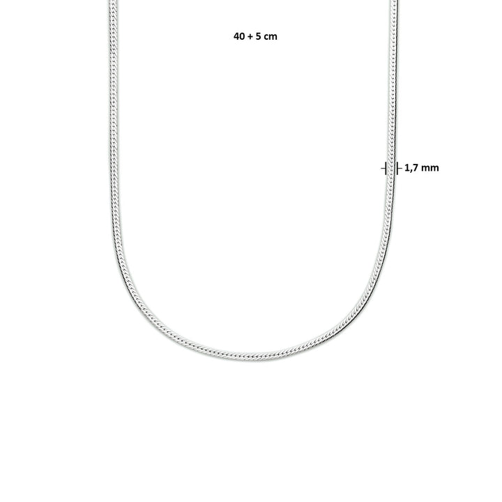 necklace snake flat 1.7 mm 40 + 5 cm silver rhodium plated