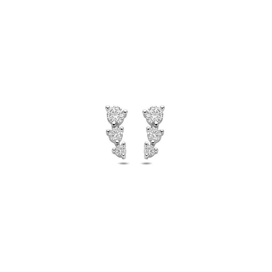 Zilveren oorknopjes met zirkonia – gerhodineerd 925 zilver