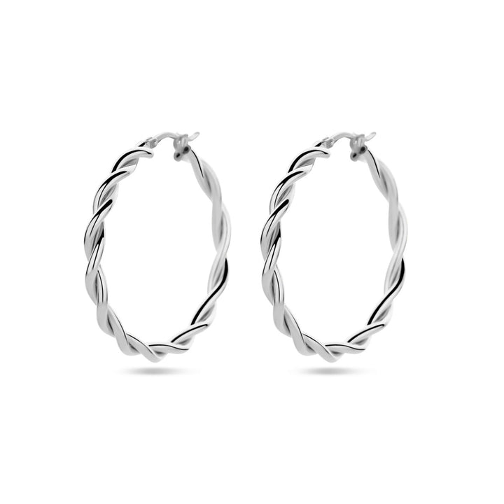 earrings 3.5 mm twisted tube silver rhodium plated