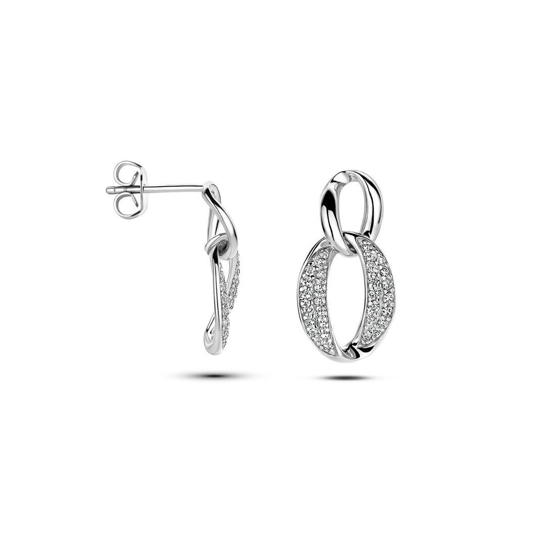 earrings zirconia silver rhodium plated