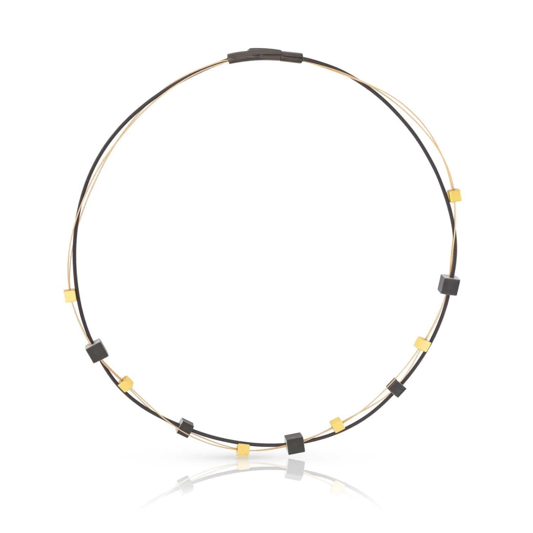 Necklace playful cubes gold|black C257Z